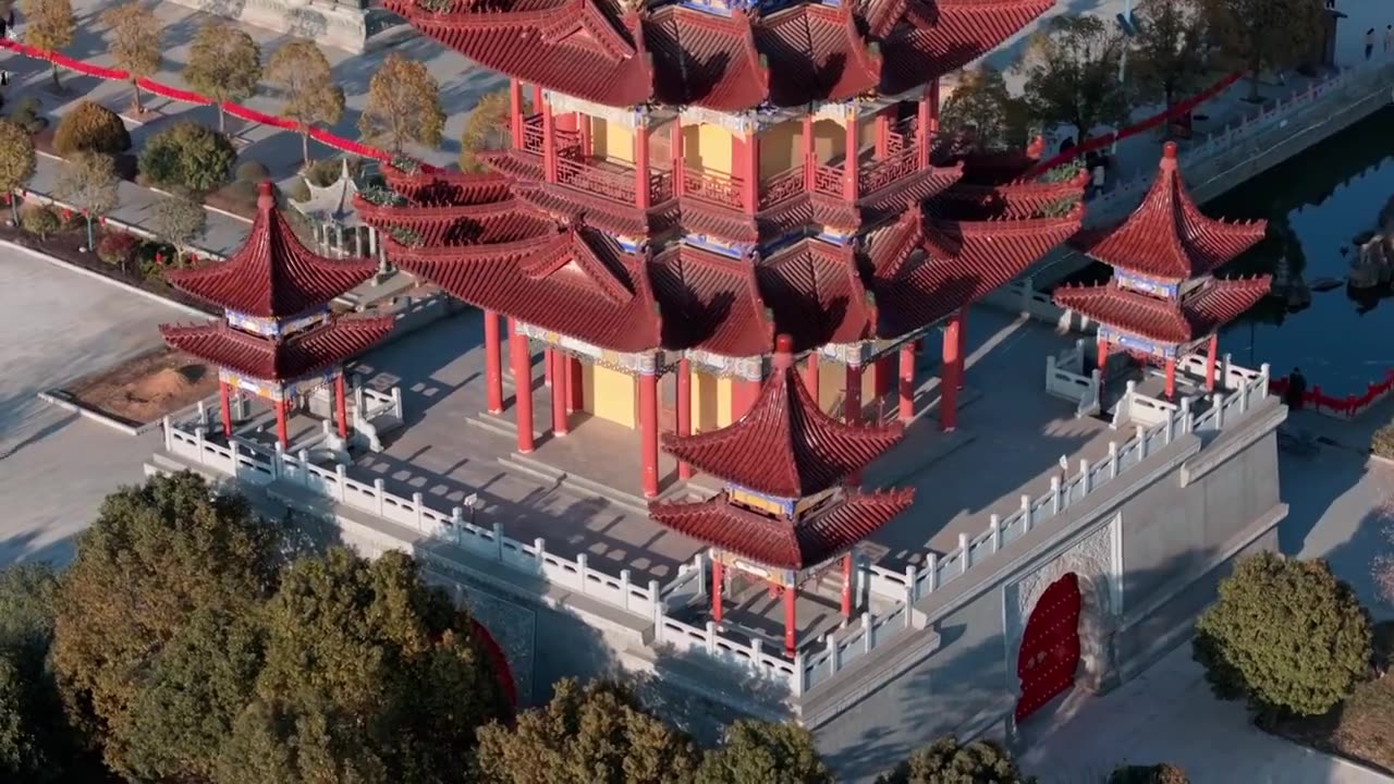 航拍驻马店南海禅寺视频素材