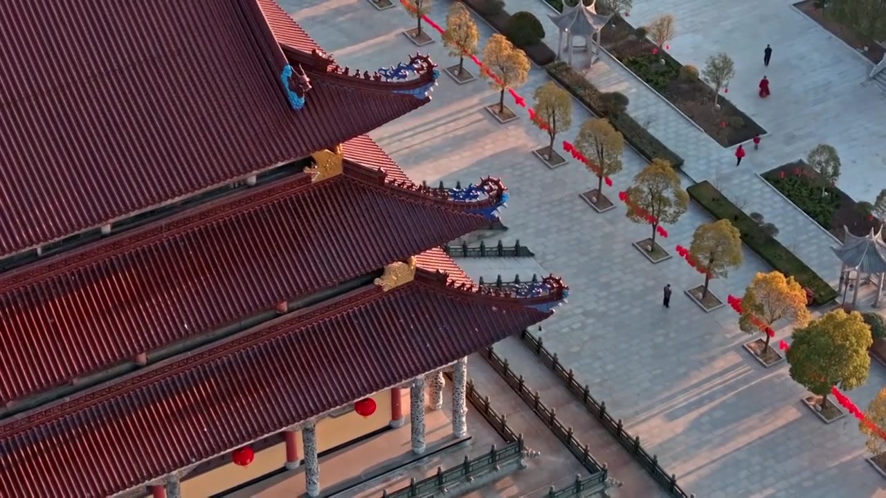 航拍驻马店南海禅寺视频素材