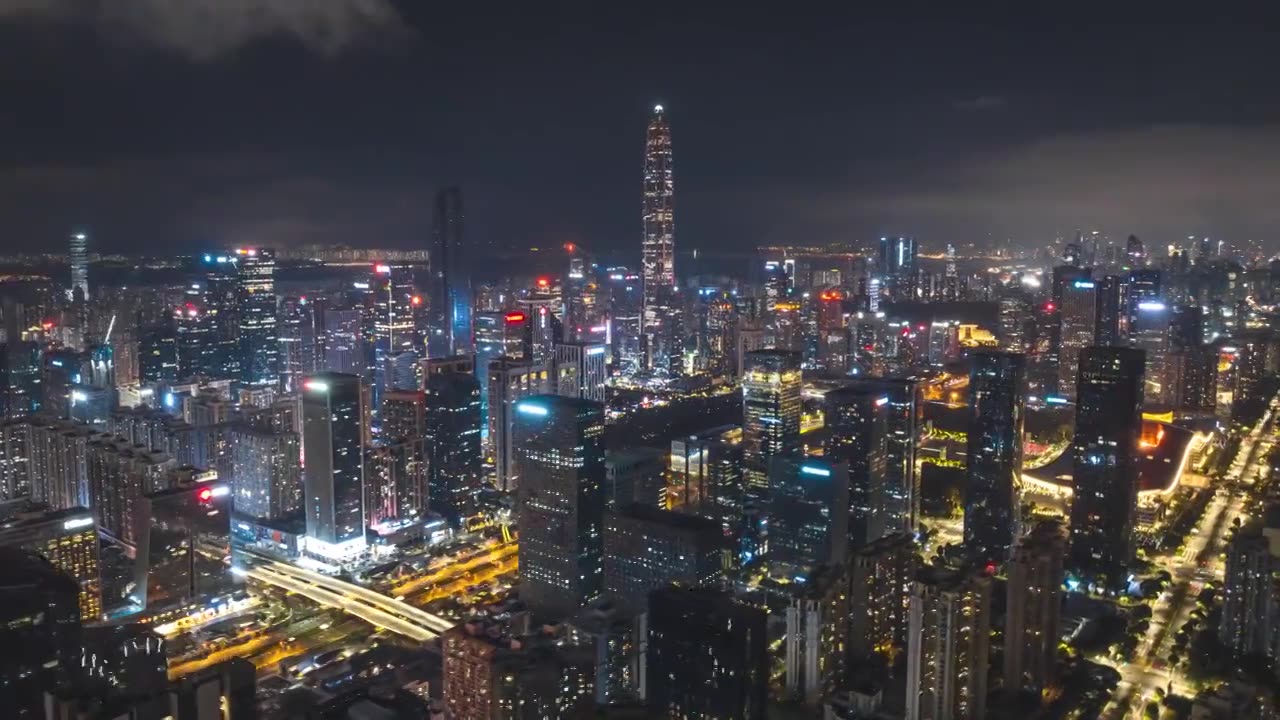 深圳城市夜景航拍延时视频素材