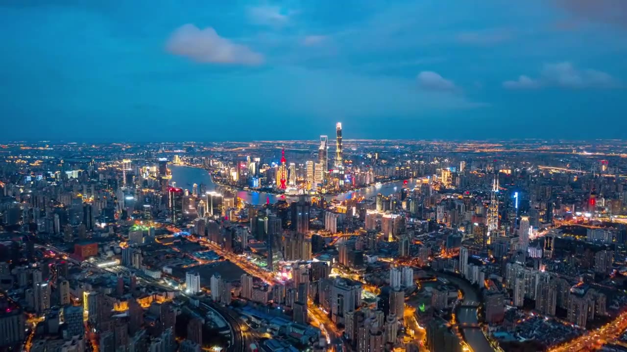 4K延时摄影夜景上海陆家嘴外滩建筑群视频素材