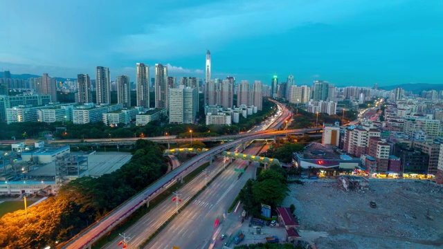深圳城市中心区昼夜变换视频素材