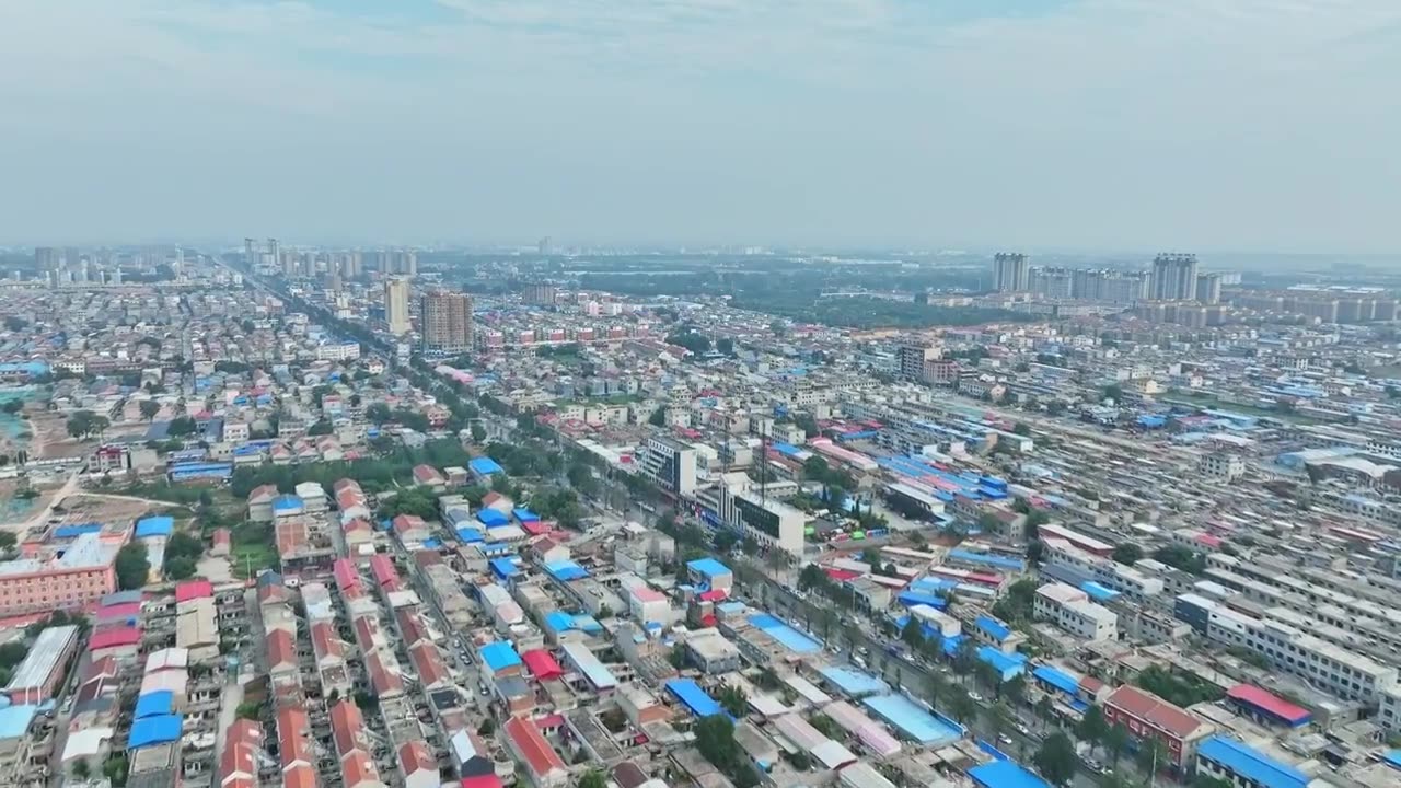 航拍汤阴县城市大景视频下载