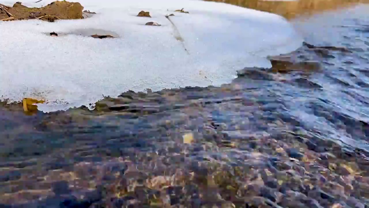 河流冰雪融化春天来了视频下载
