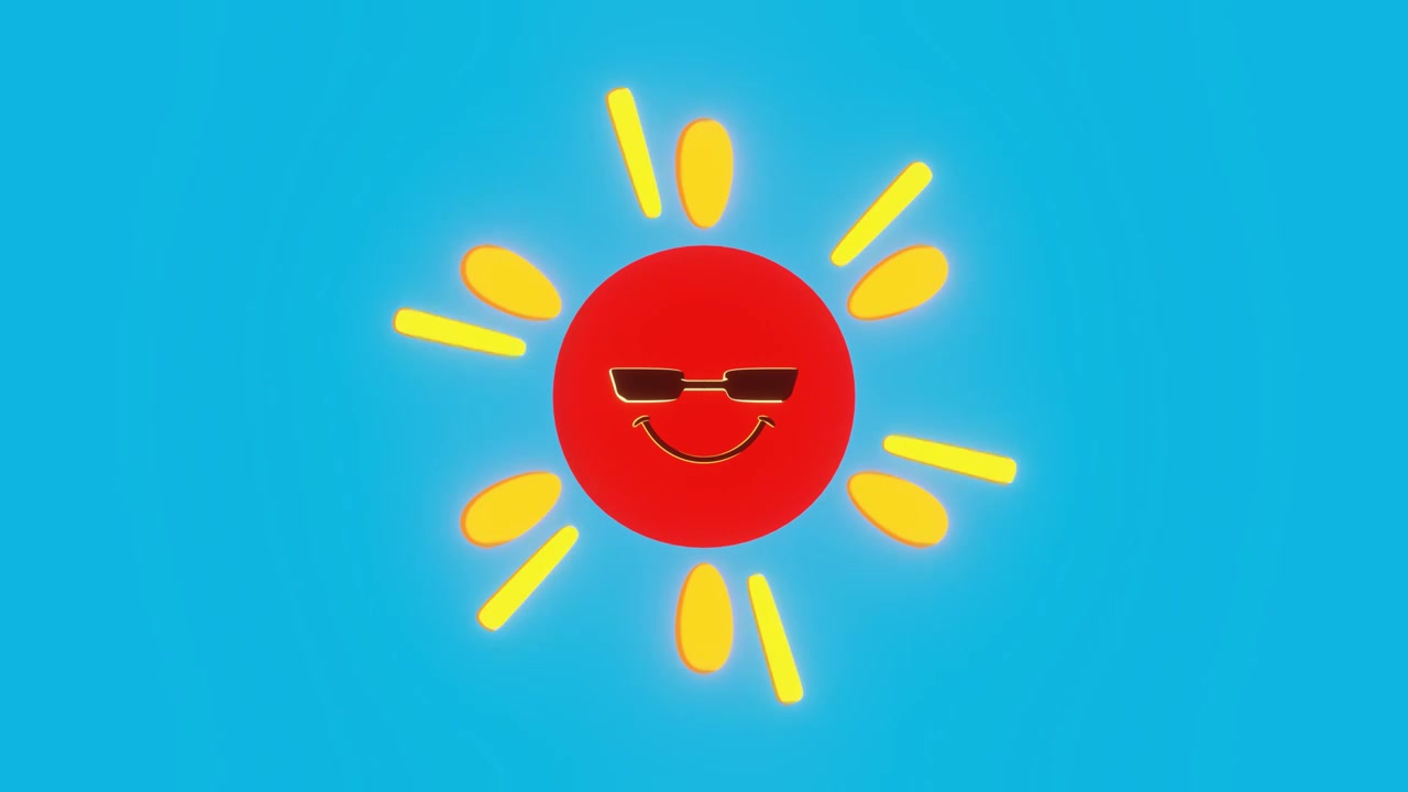 3D卡通蓝色背景墨镜太阳旋转动画视频下载