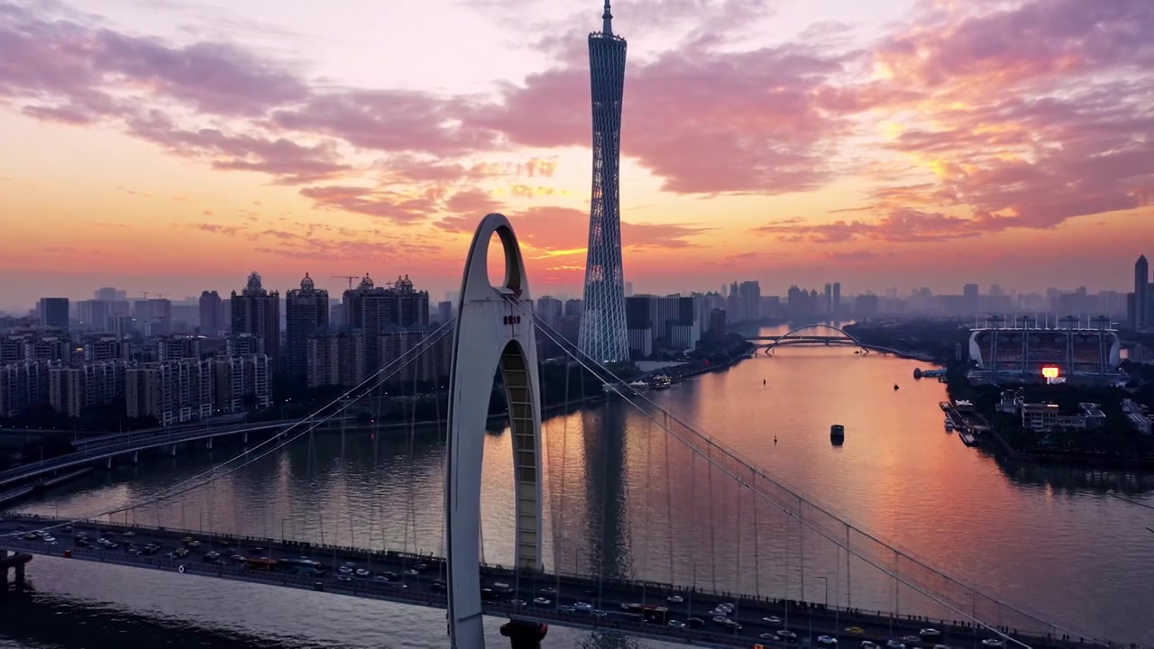 广州珠江广州塔猎德大桥夜景视频素材