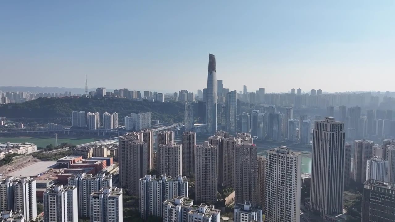 重庆陆海国际中心与江北区城市建筑风光视频下载
