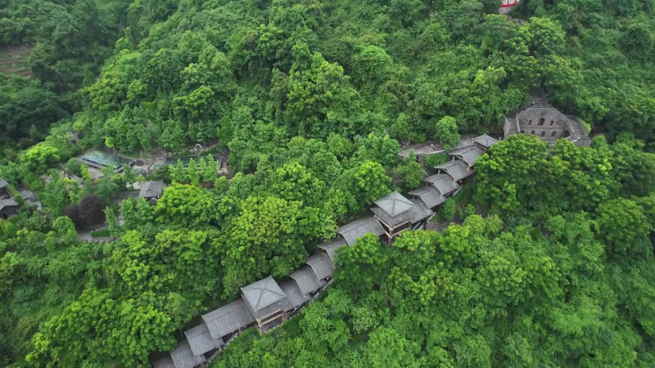 航拍湖北宜昌旅游三峡人家景区观景长廊视频下载