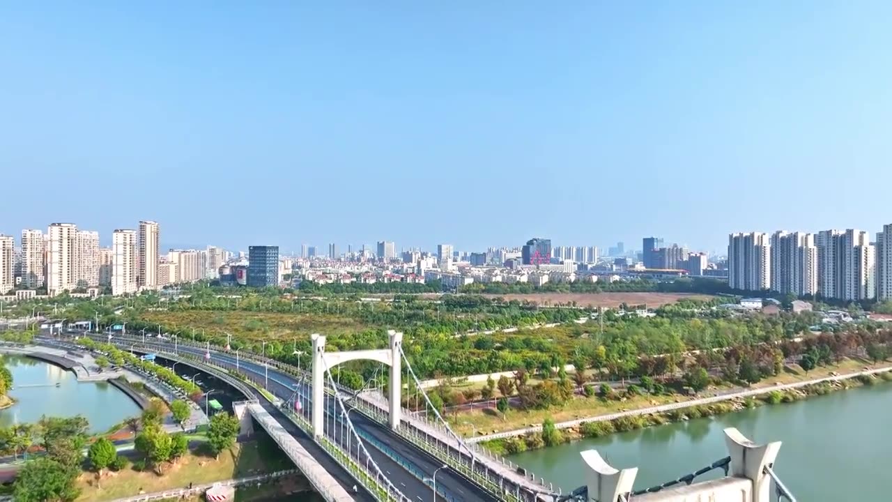 航拍南京江宁区小龙湾桥视频下载