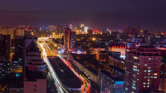 长春城市夜景天际线视频素材