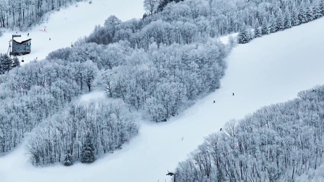 航拍冬季滑雪场视频素材
