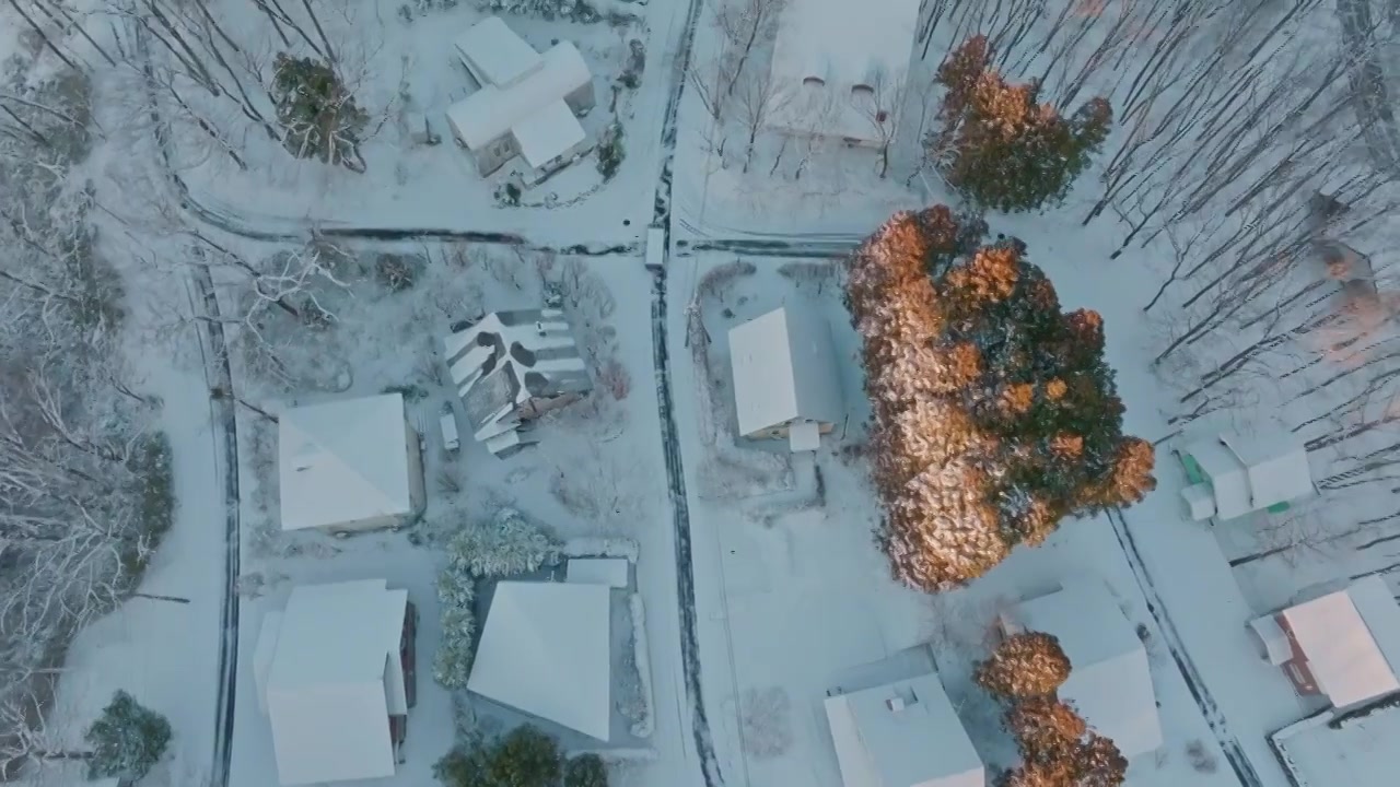 航拍雪后的日本东北小镇视频下载