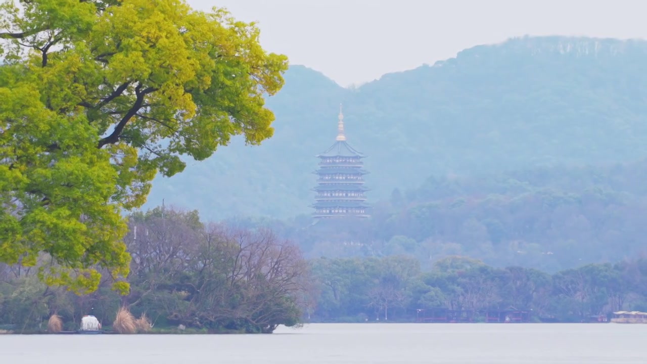 杭州西湖雷峰塔建筑风景视频素材
