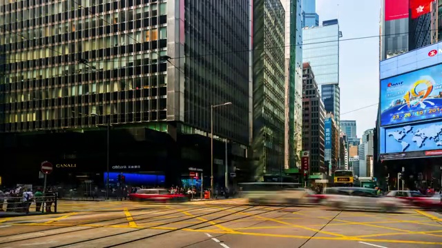 中国香港中环交通夜景视频下载