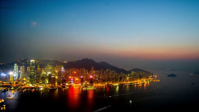 俯瞰中国香港维多利亚港视频下载