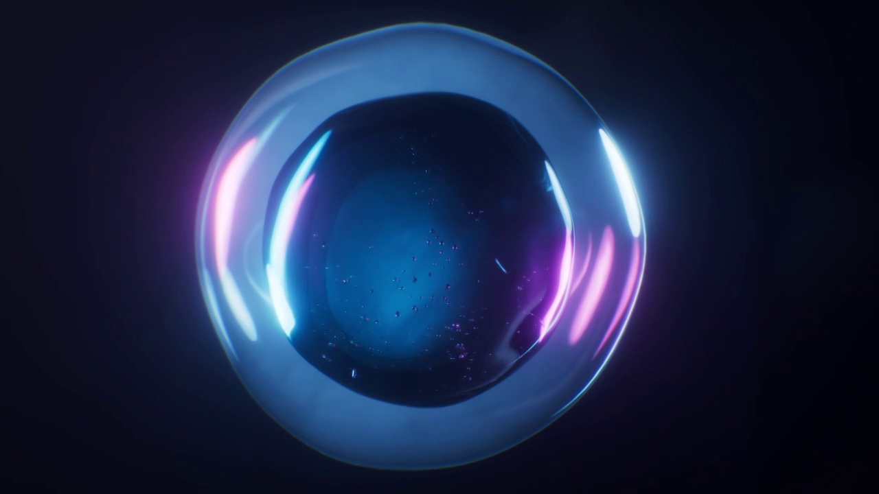 气泡与霓虹灯光效果3D渲染视频下载