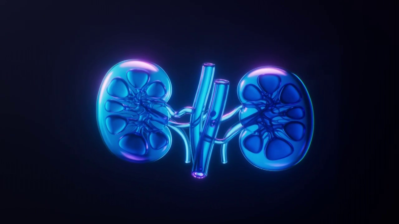 肾脏与霓虹灯光效果循环动画3D渲染视频素材