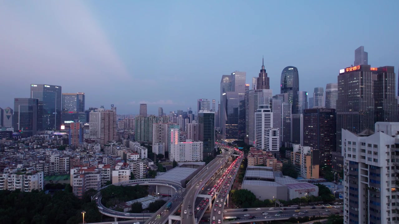 4K 航拍广州中山城市立交桥夜景视频素材