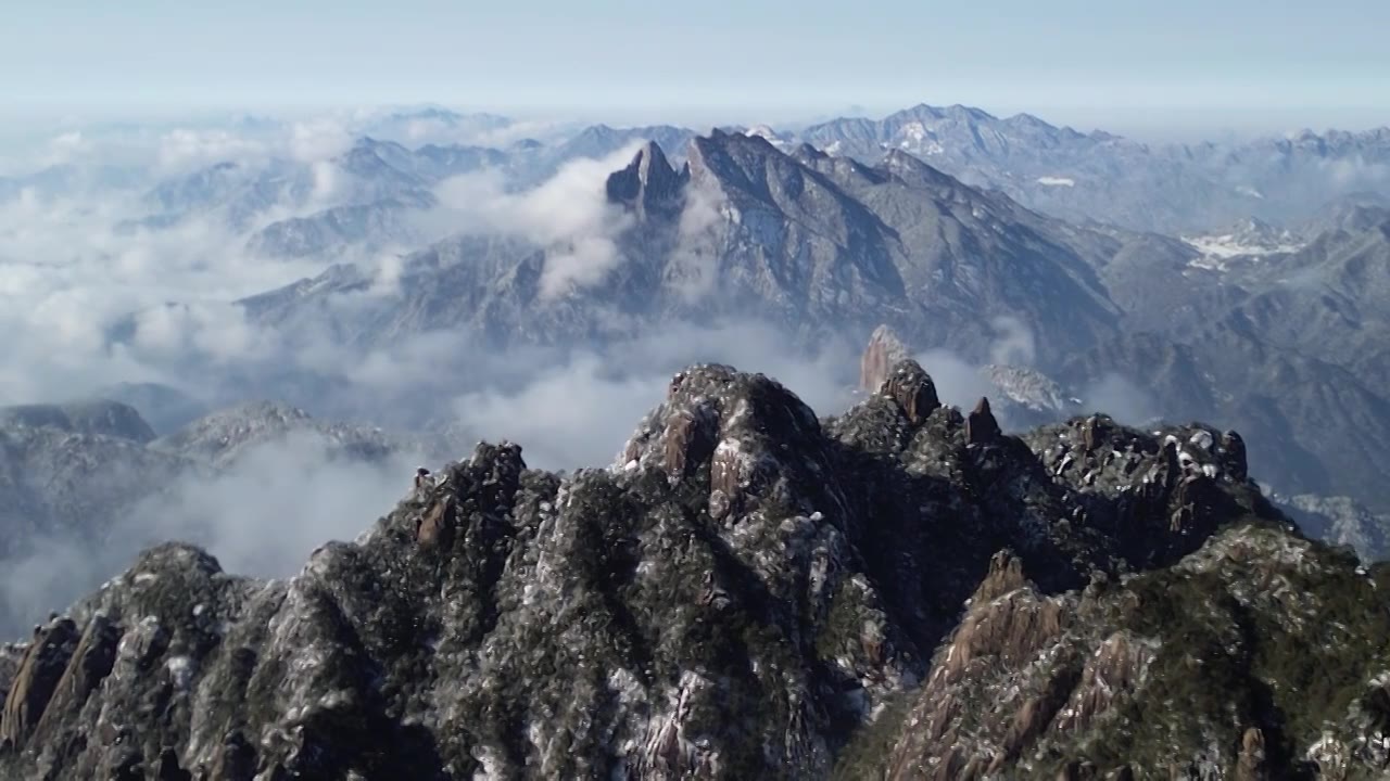 世界地质公园江西三清山冬天雪景航拍合集视频素材