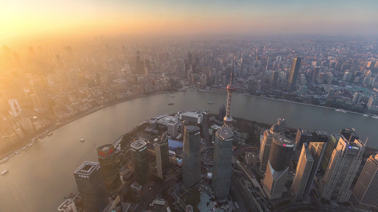 上海城市天际线日转夜延时摄影视频素材