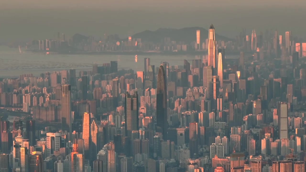 航拍深圳城市建筑光影视频素材