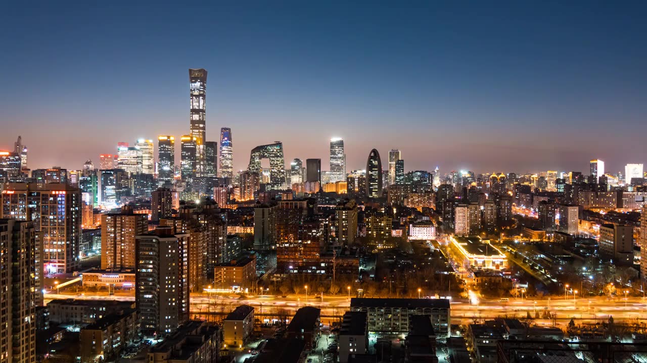 北京国贸城市天际线夜晚视频下载