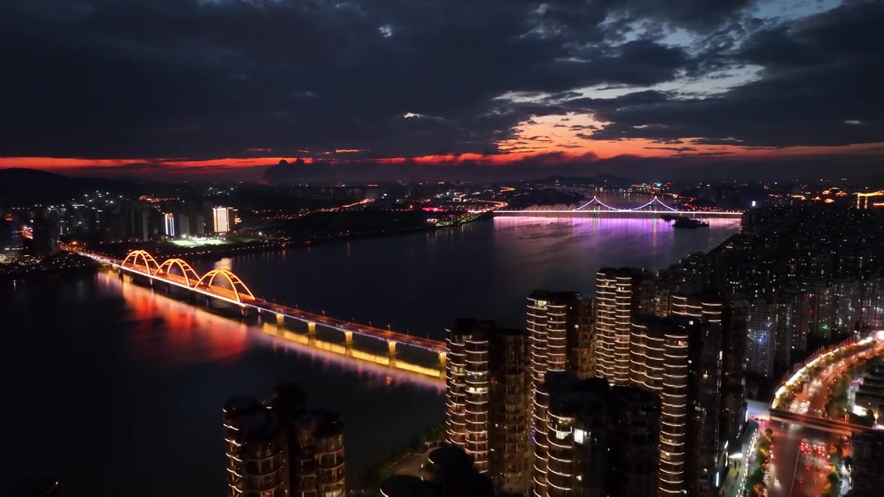 湖南长沙城市高架桥车流湘江福元路大桥视频下载
