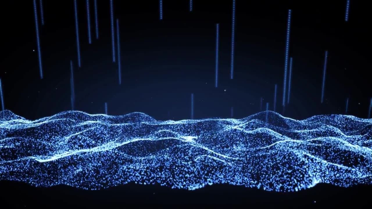 粒子波浪海浪圆点蓝色线条科技视频素材