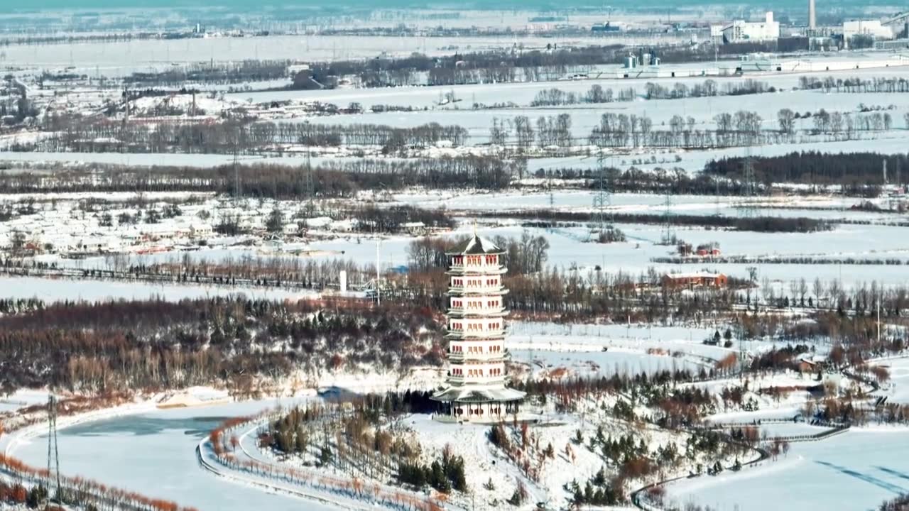 【合集】雪中古塔 魁星塔视频素材