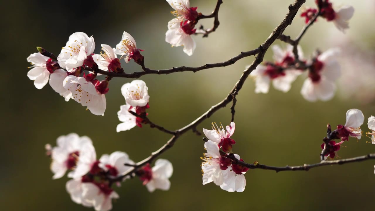 春天盛开的杏花花朵特写视频素材
