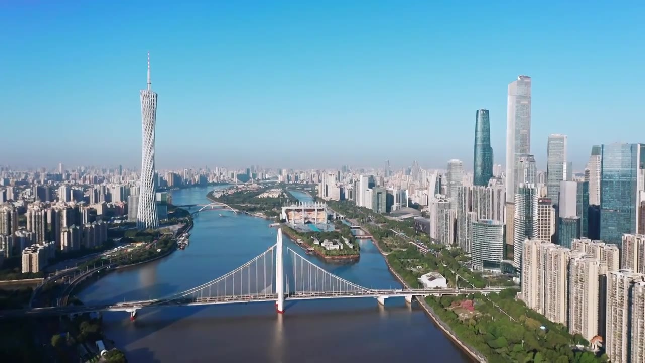 广州航拍广州城市天际线视频下载