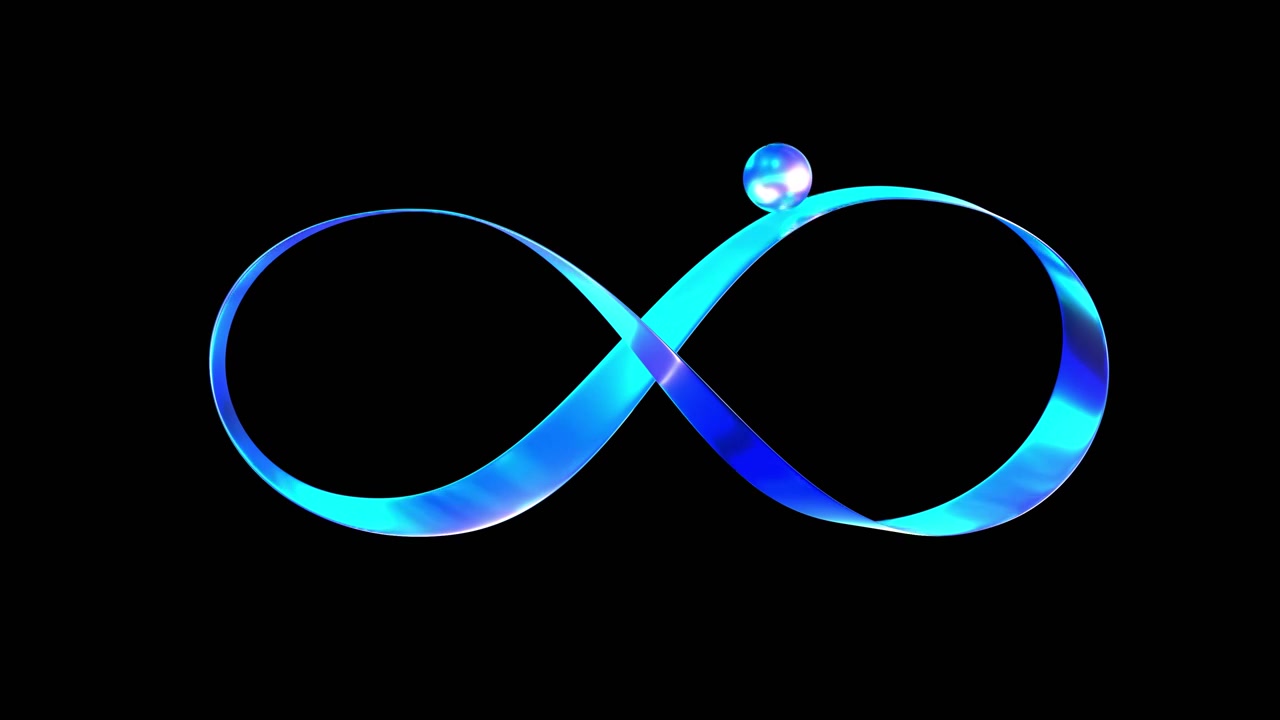 黑色背景3D蓝色无限循环符号运动小球动画视频下载