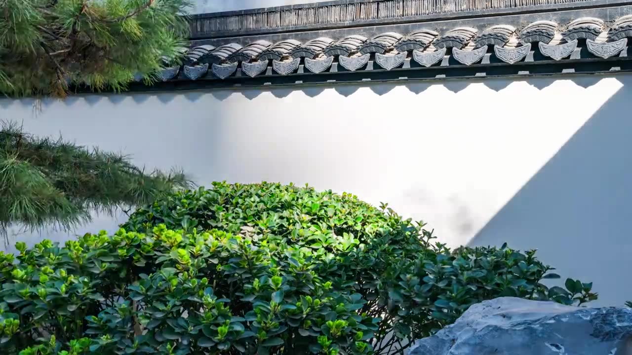中式园林建筑光影延时视频下载