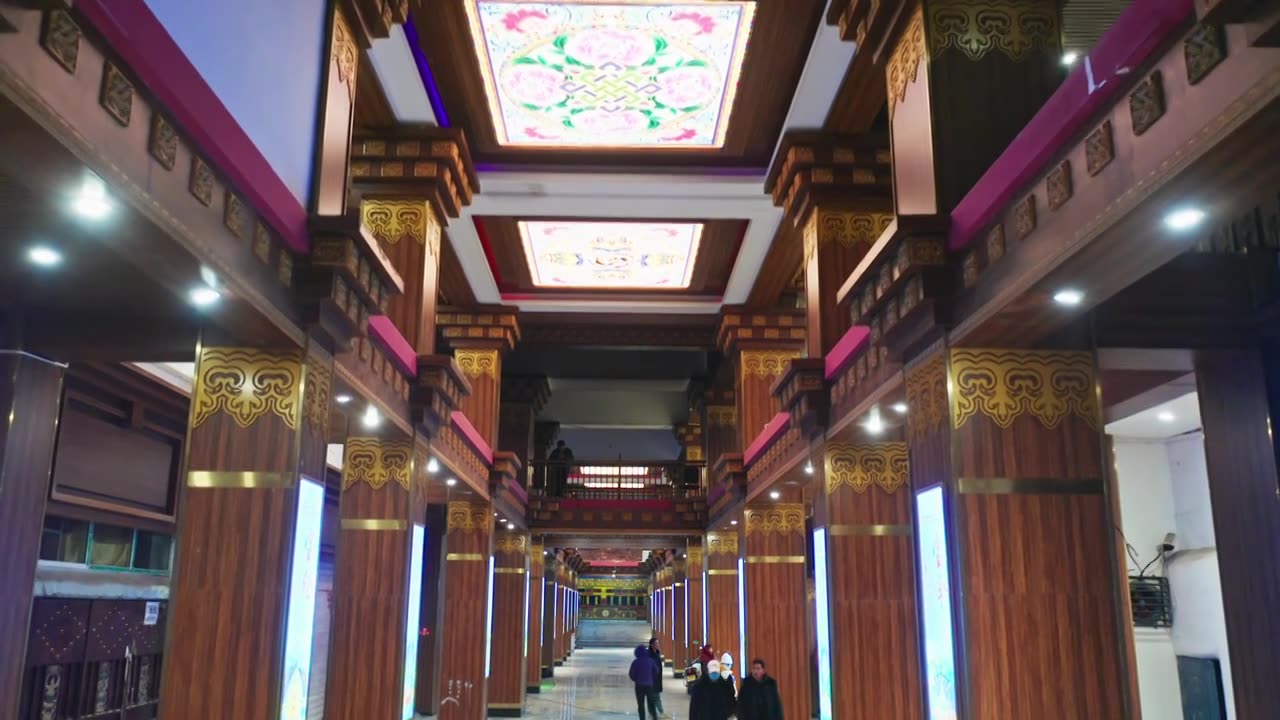 四川甘孜德格县藏族寺庙文化航拍视频素材