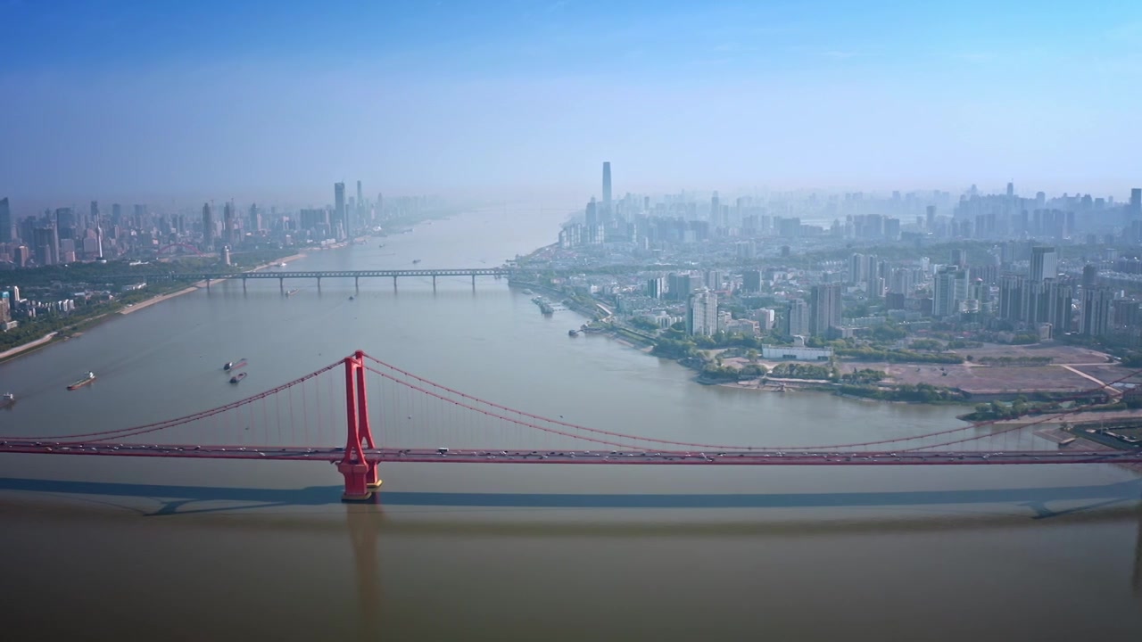 湖北武汉鹦鹉洲大桥视频下载