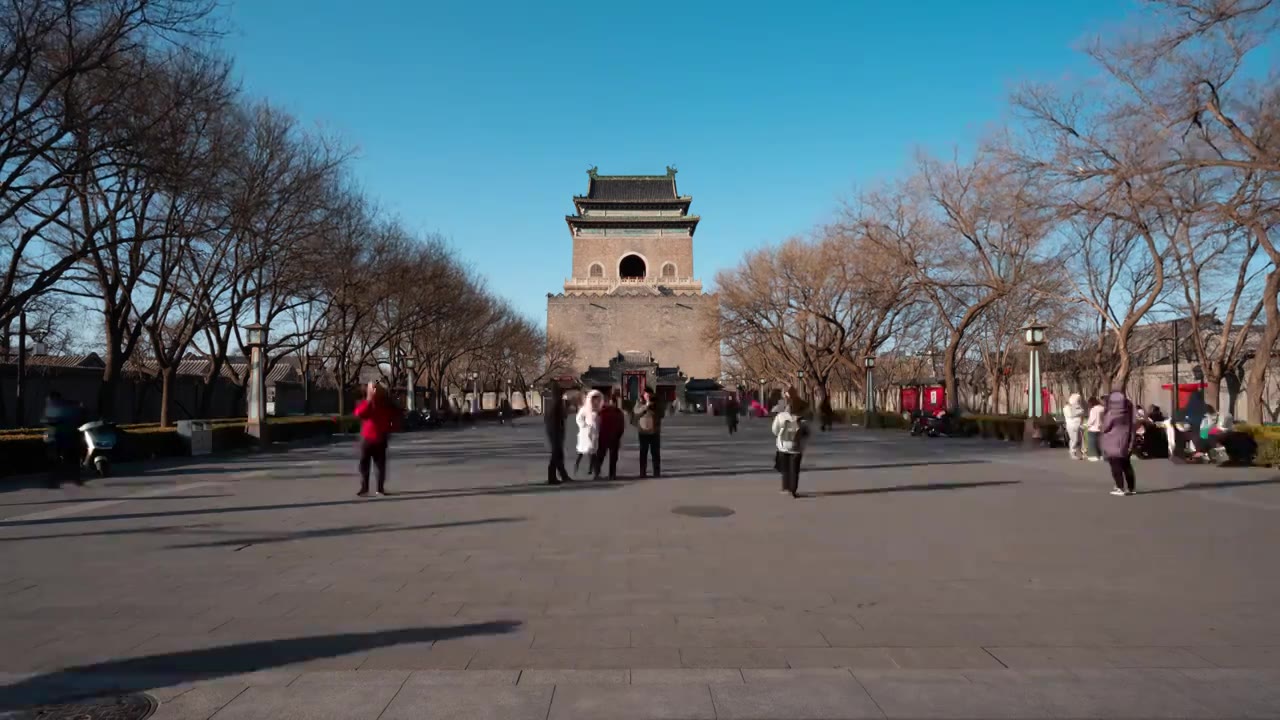 北京鼓楼钟楼与胡同视频下载