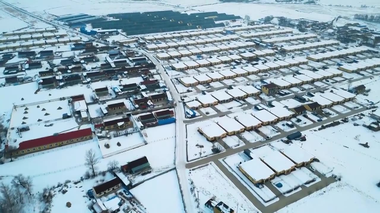 航拍故乡冬季风光视频下载