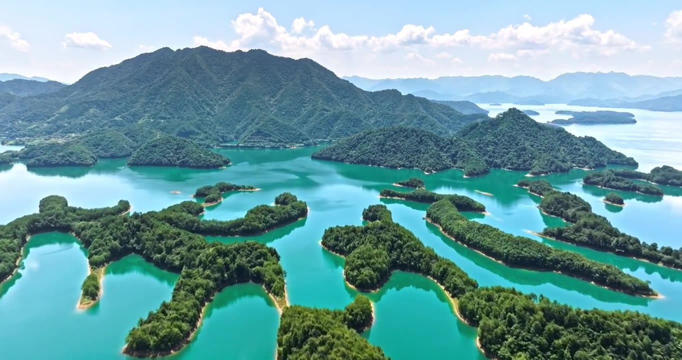 杭州千岛湖山水自然风光航拍视频素材