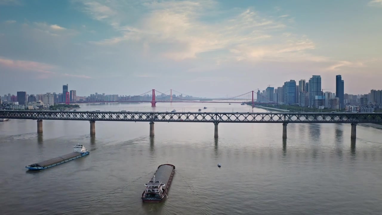 湖北武汉长江沿江风光航拍视频视频素材