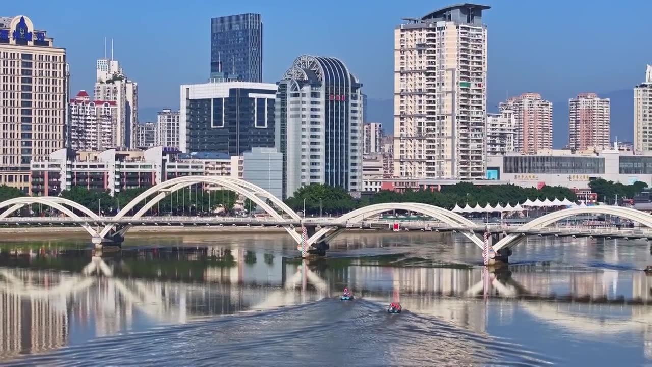 福州闽江，城市中心区风光视频下载