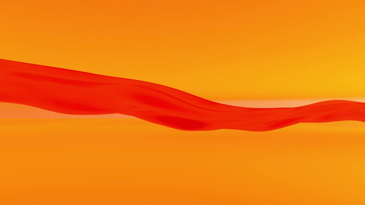 3D流动的红色飘带橙色背景渲染动画视频下载