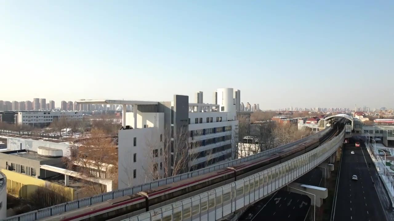 天津财经大学地铁站城市轨道交通建筑风光航拍视频下载