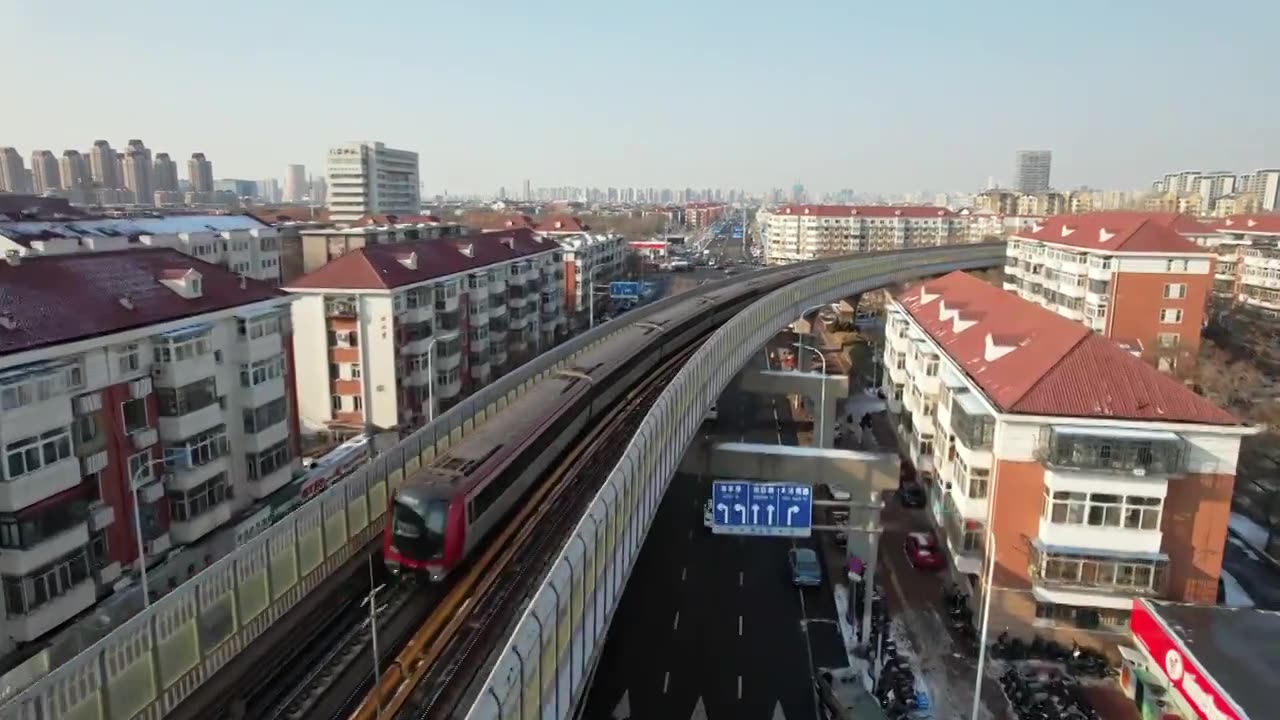 天津华山里地铁站城市轨道交通建筑风光航拍视频下载