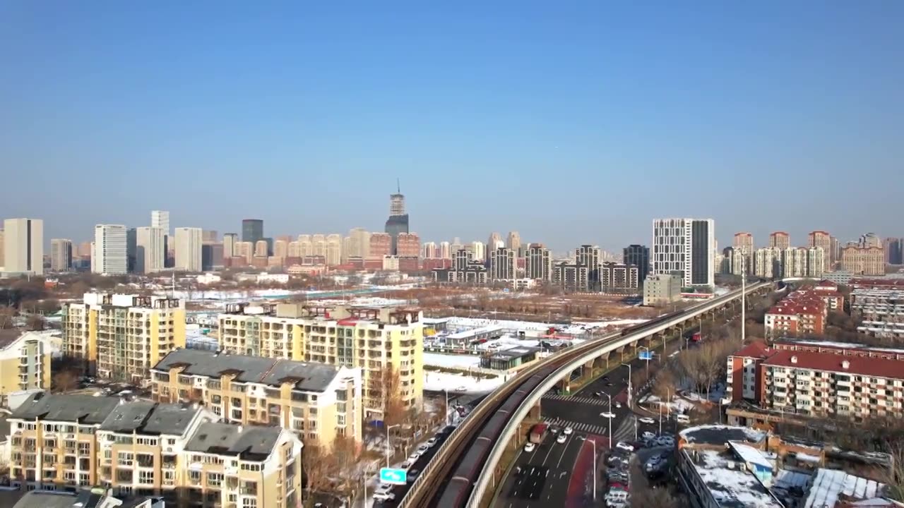 天津华山里地铁站城市轨道交通建筑风光航拍视频下载