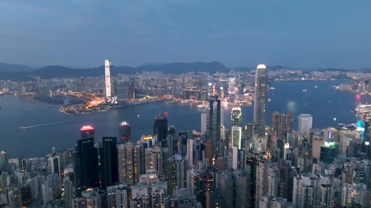 中国香港航拍视角夜景视频下载