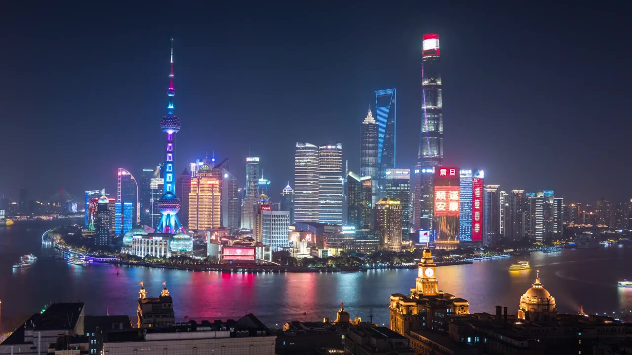 上海城市天际线延时摄影视频素材