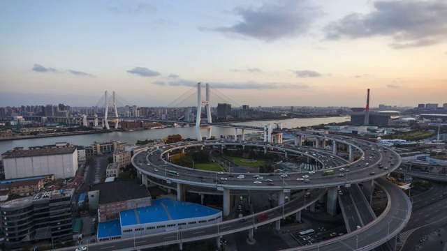 上海南浦大桥日转夜景视频素材
