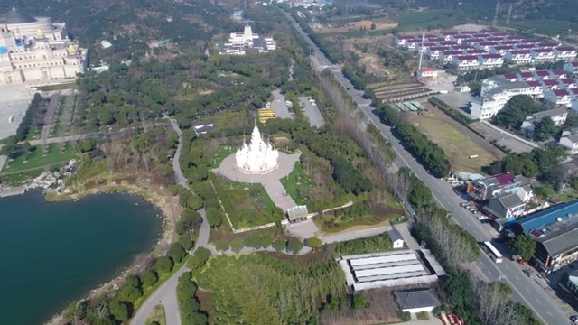 Aerial wuxi lingshan mirror，Lingshan fanonhouseFive Indian temple city，视频素材
