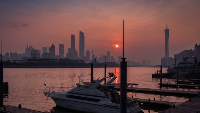 广州珠江中大码头日出视频素材