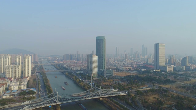 京杭大运河无锡段航拍视频下载