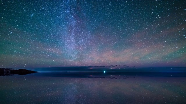 青海湖沙岛冬季星空银河视频下载